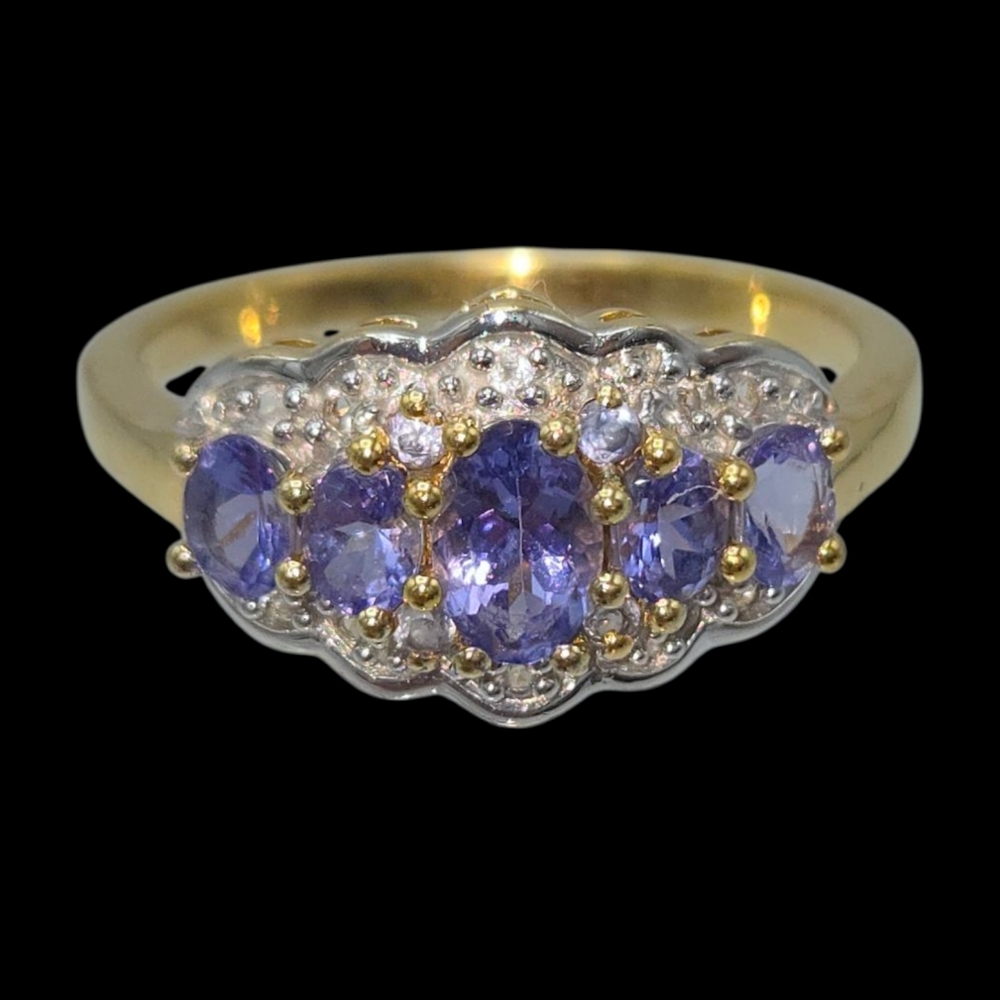 Danbury Mint 50 Years of Tanzanite Anniversary Ring 925 Gold Vermeil